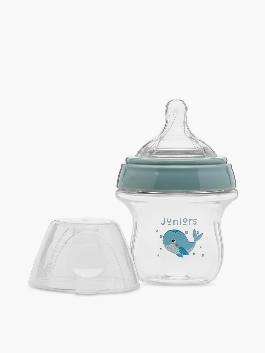 Just Like Nature 90 ml Glass Feeding Bottle with Anti-Colic Teat - Grey