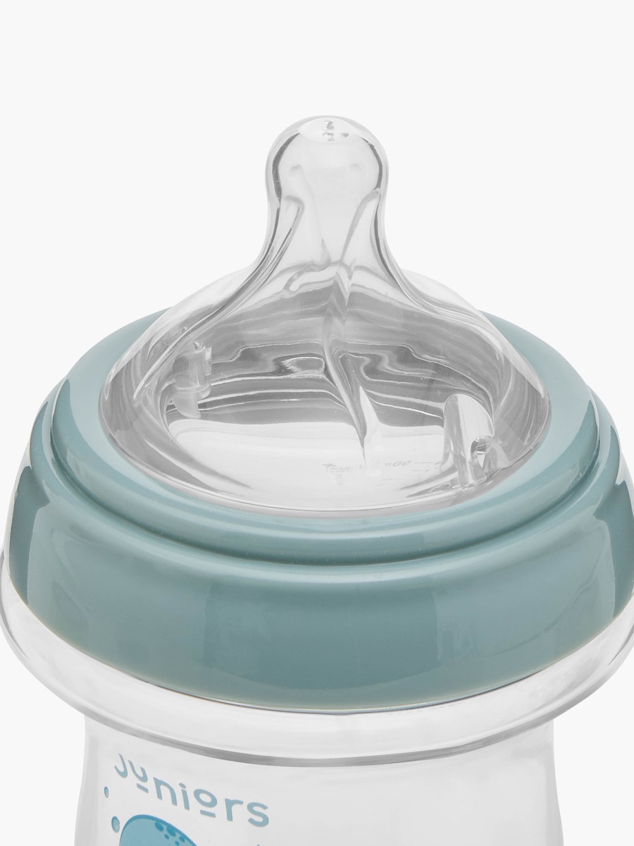 Just Like Nature 90 ml Glass Feeding Bottle with Anti-Colic Teat - Grey