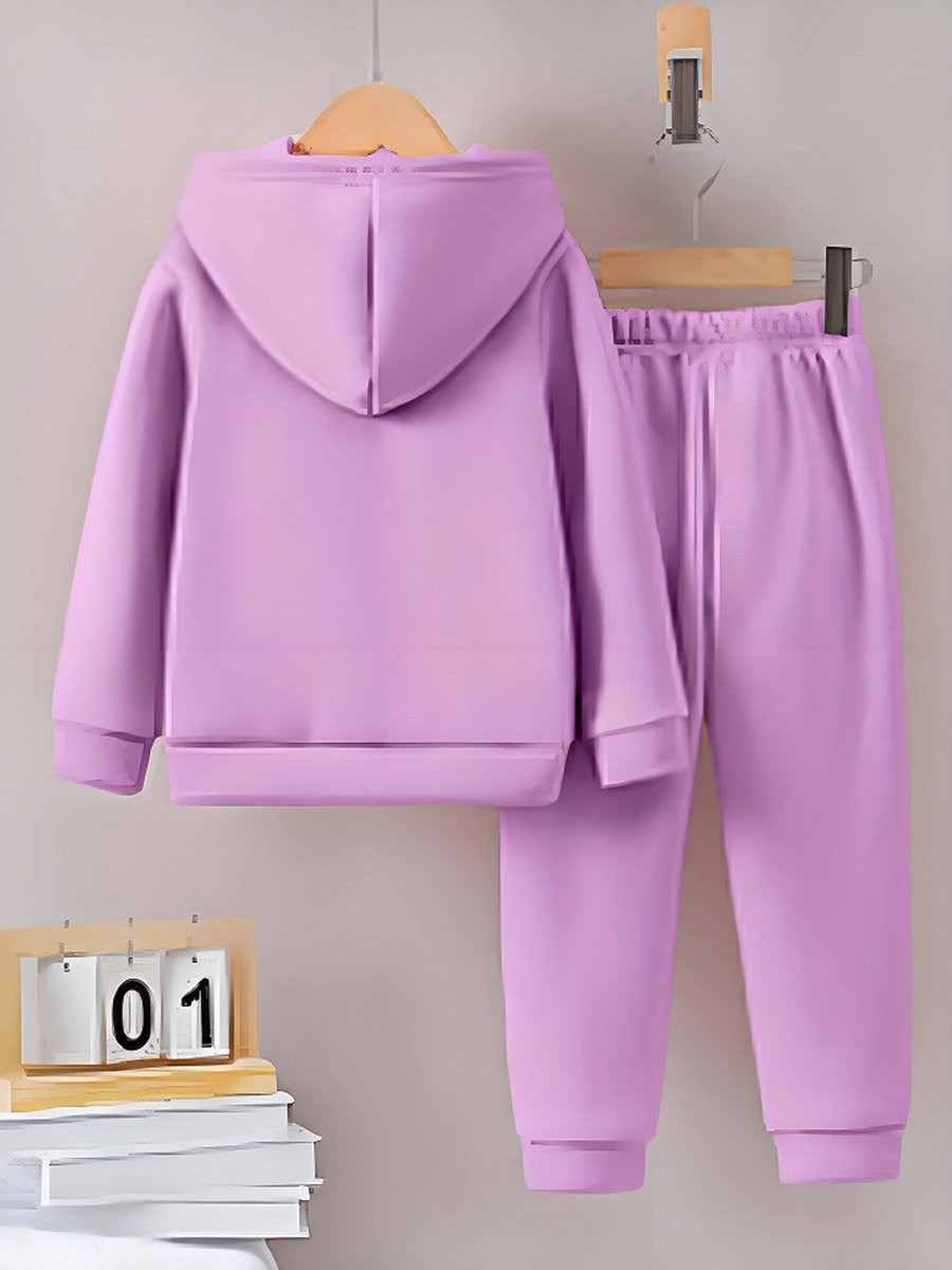 Girl Graphic Print Hoodie with Pants Set