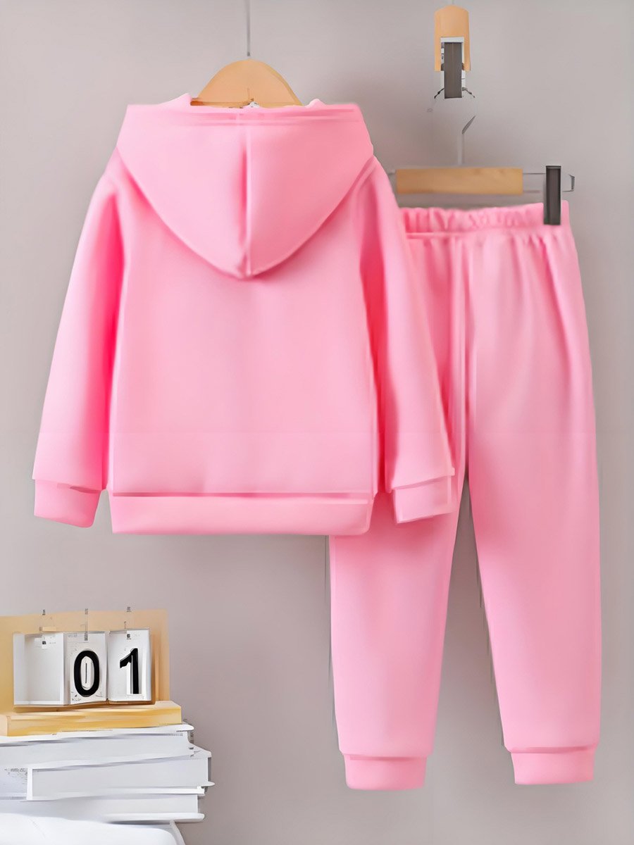 Girl Graphic Print Hoodie with Pants Set