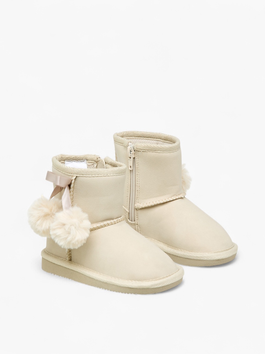 Pom Pom Accent Ankle Boots with Zip Closure