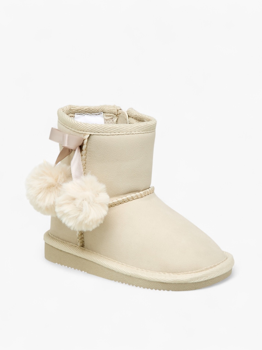 Pom Pom Accent Ankle Boots with Zip Closure
