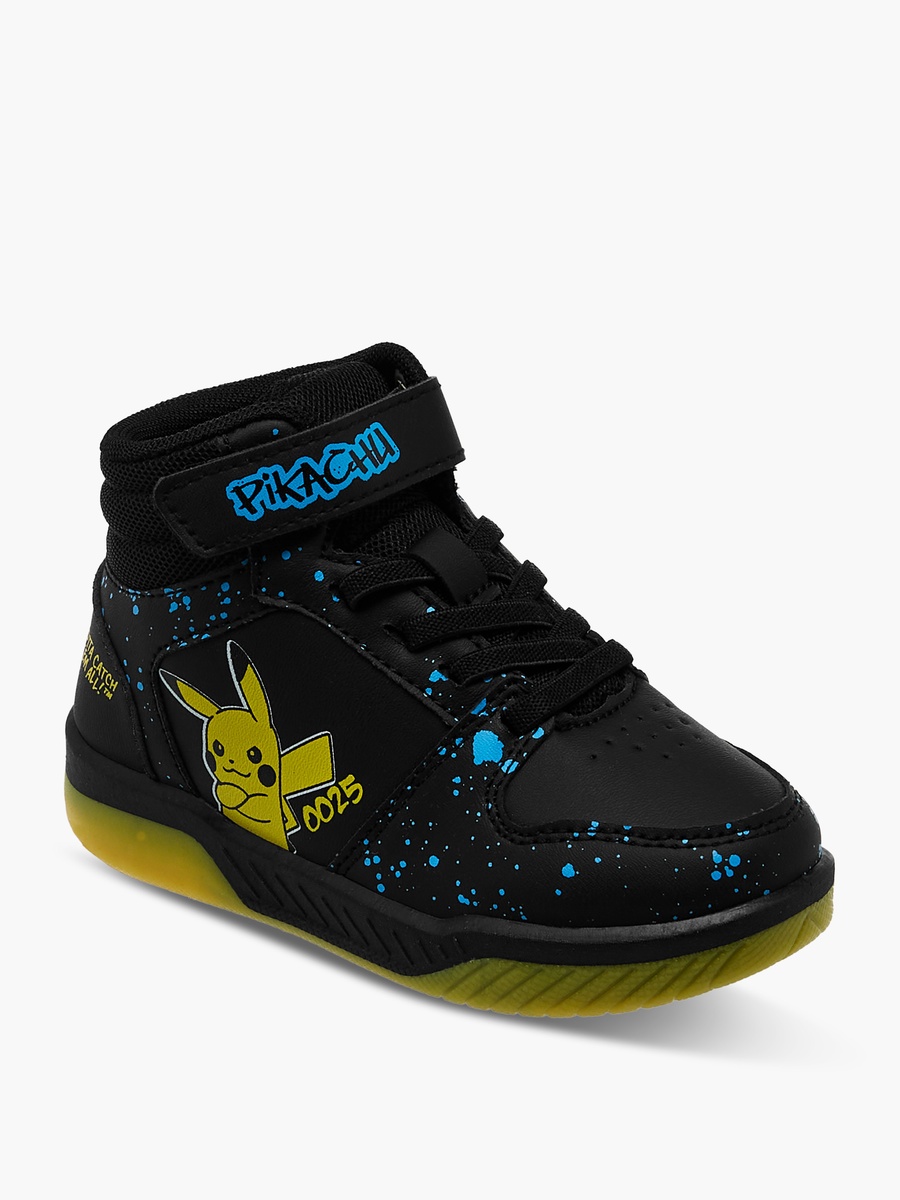 Pikachu Print High-Top Sneakers with Hook and Loop Closure
