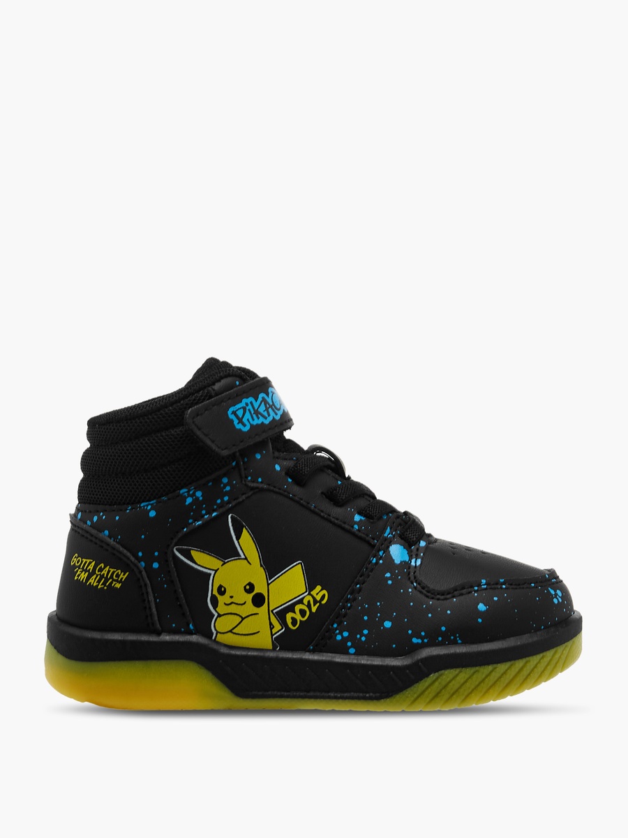 Pikachu Print High-Top Sneakers with Hook and Loop Closure