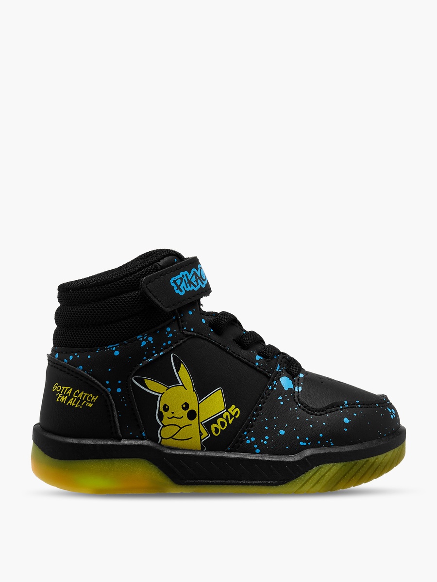 Pikachu Print High-Top Sneakers with Hook and Loop Closure
