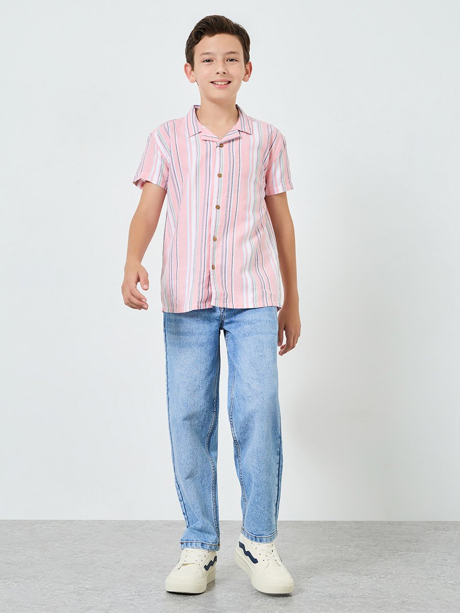 Boys Light Blue Acid Wash Jeans