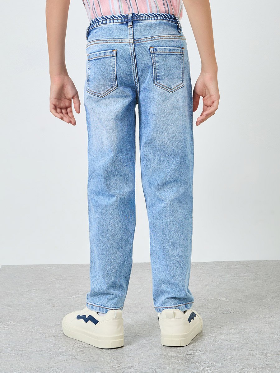 Boys Light Blue Acid Wash Jeans