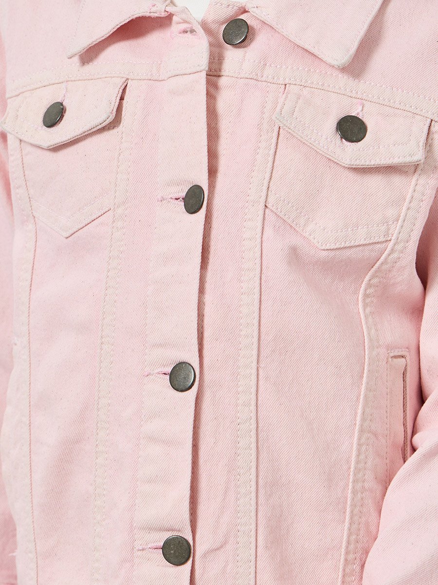 Girls Pink Cotton Denim Jacket