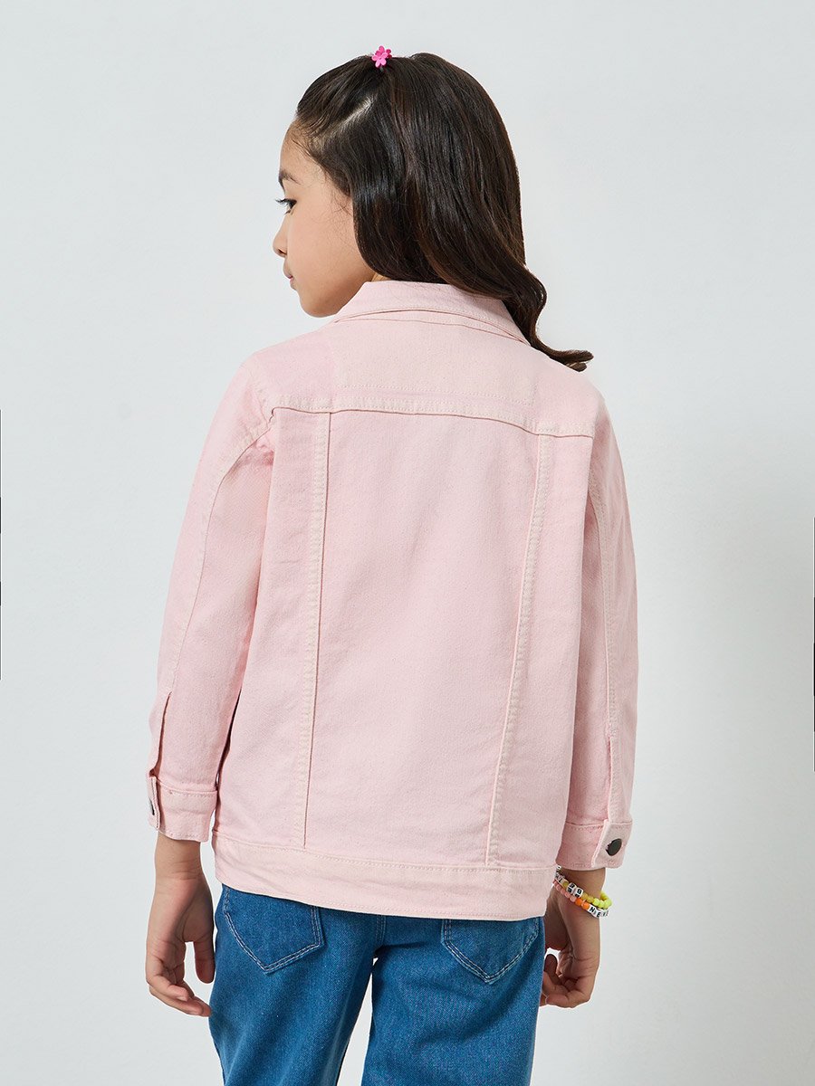 Girls Pink Cotton Denim Jacket