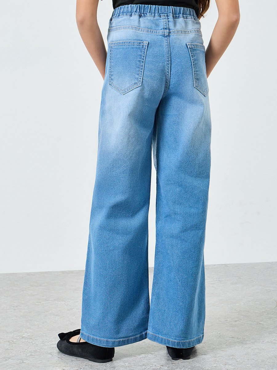Teen Girls Cotton Wide Leg Jeans