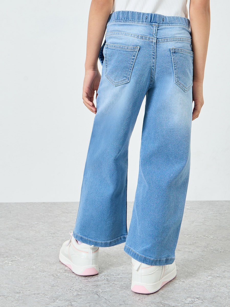 Girls Blue Wide Leg Jeans