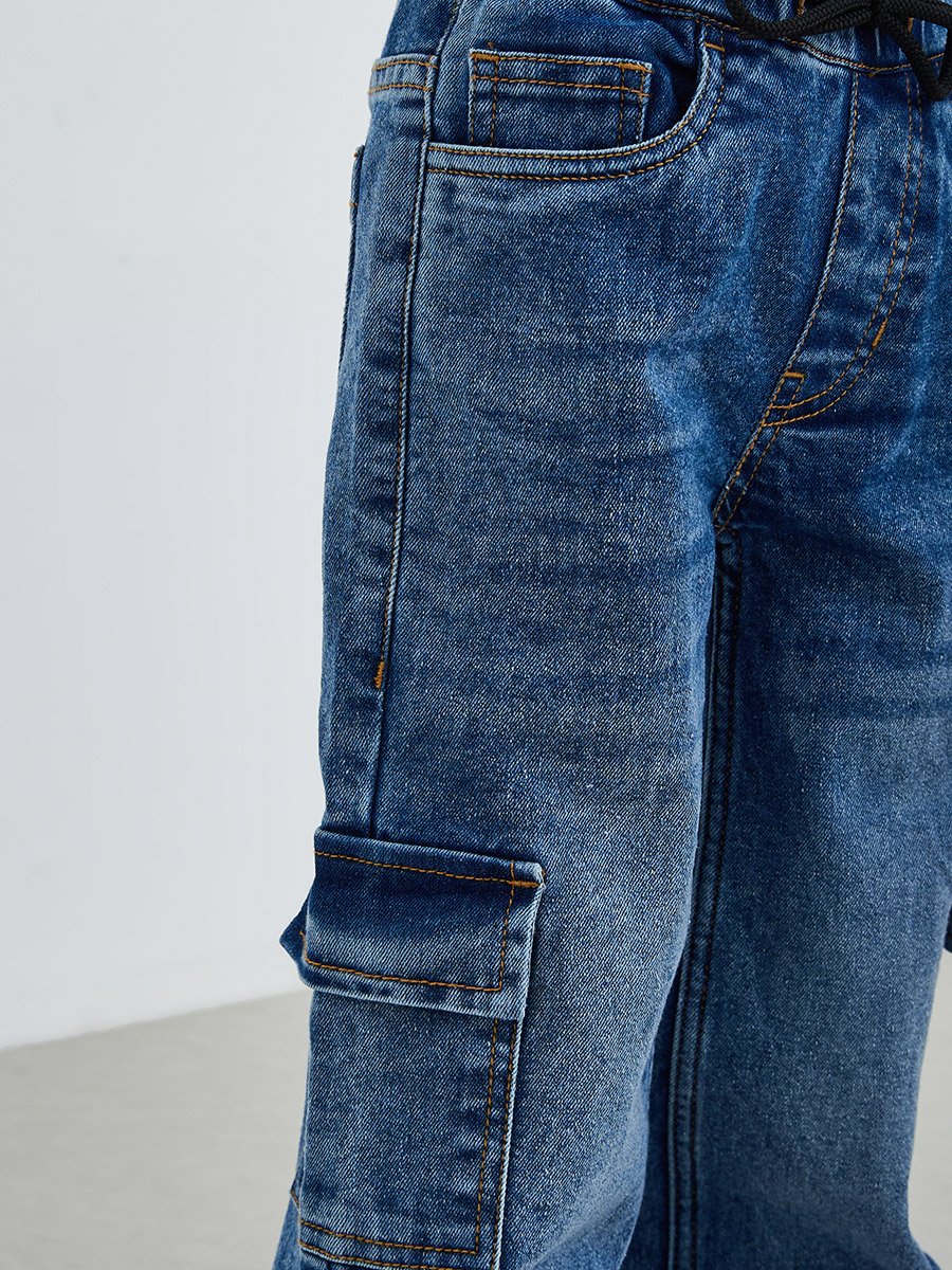 Boys Cotton Cargo Jeans with Drawstring