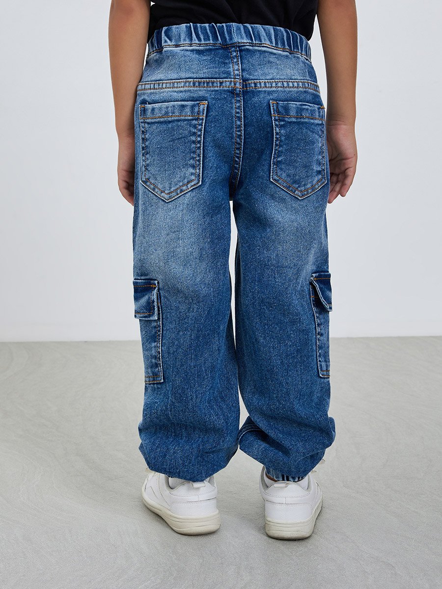 Boys Cotton Cargo Jeans with Drawstring