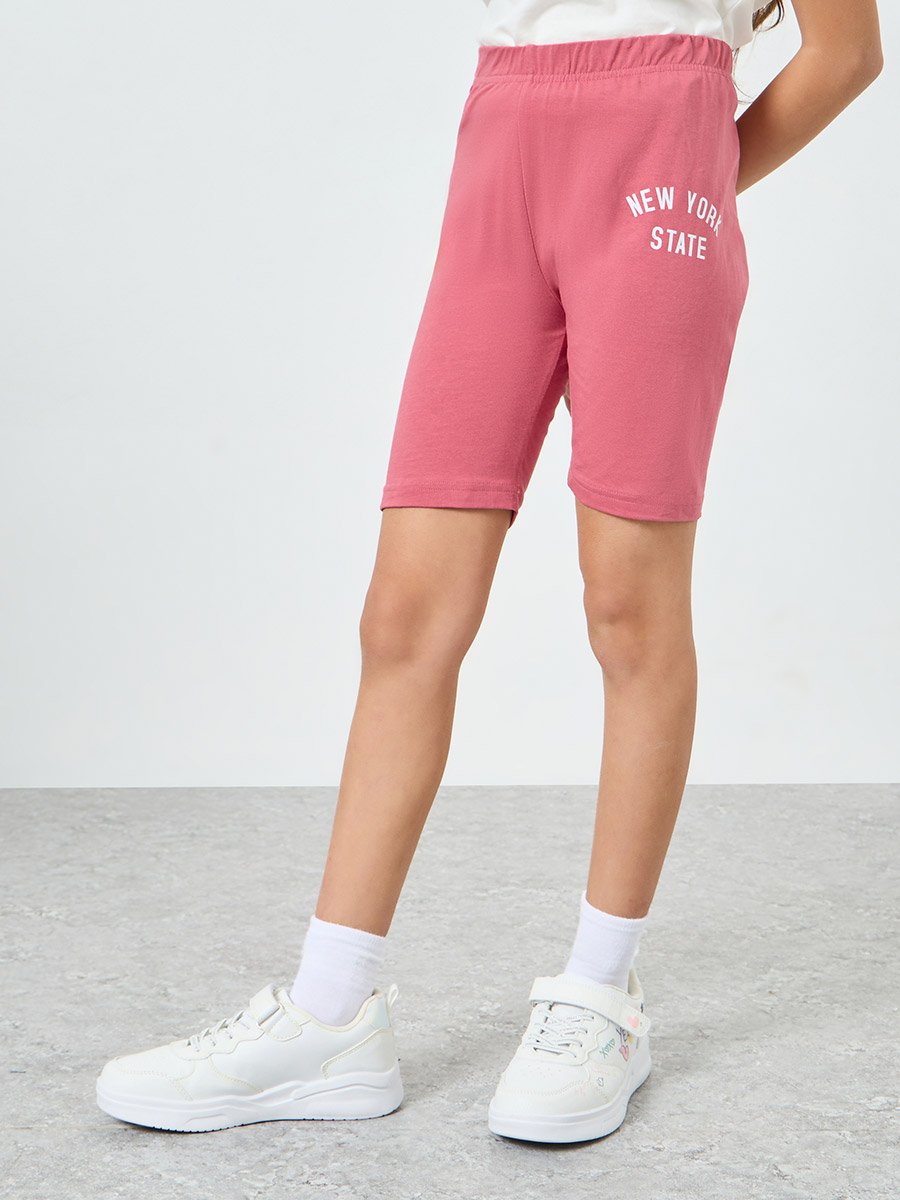 Girls Graphic Print T-Shirt and Cycling Shorts Set
