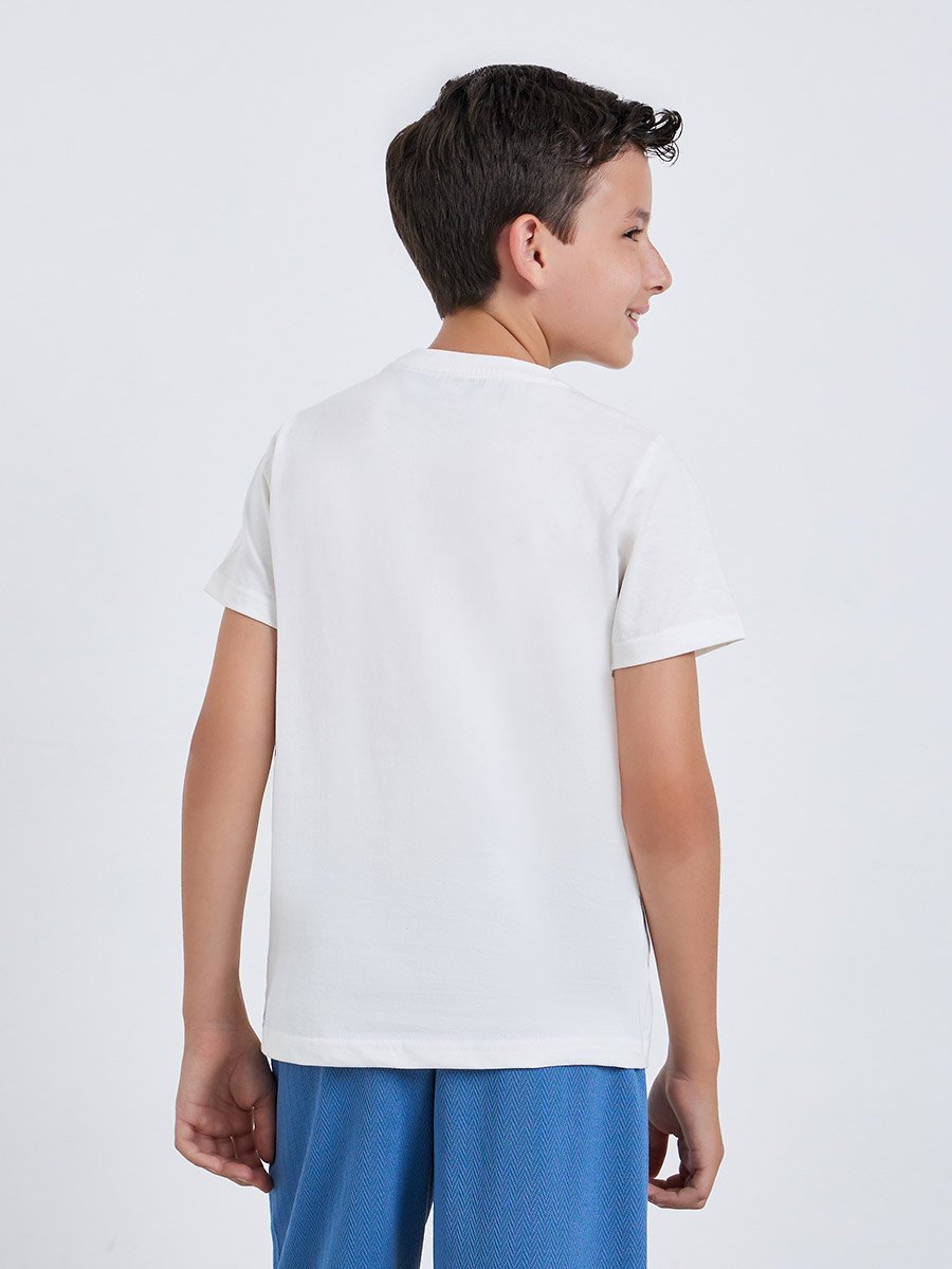 Boys Off-White Graphic Print Cotton T-Shirt
