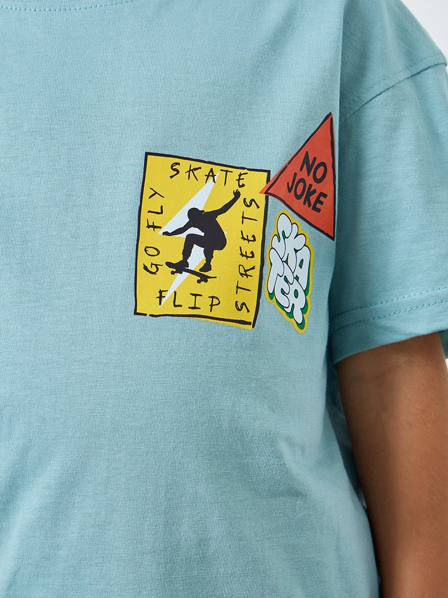 Boys Blue Graphic Print Oversized T-Shirt