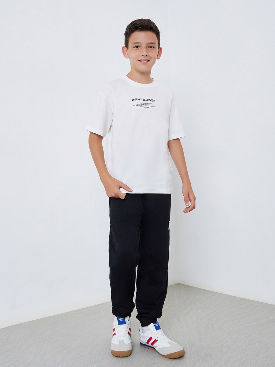 Boys Off-White Graphic Print Cotton T-Shirt