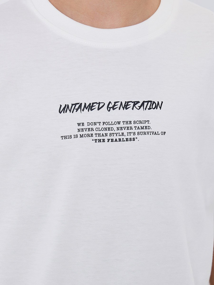 Boys Off-White Graphic Print Cotton T-Shirt