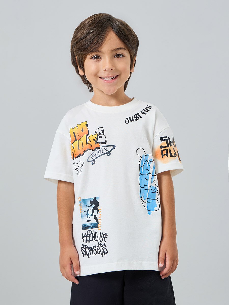 Boys Off-White Graphic Print Oversized T-Shirt