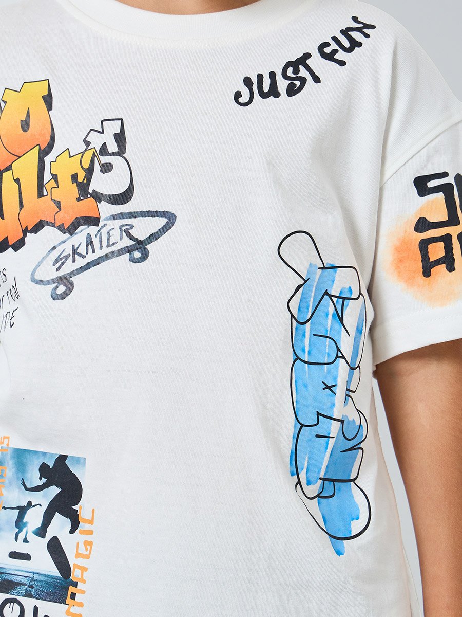 Boys Off-White Graphic Print Oversized T-Shirt