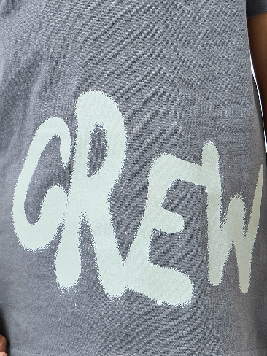 Boys Grey Cotton Printed T-Shirt