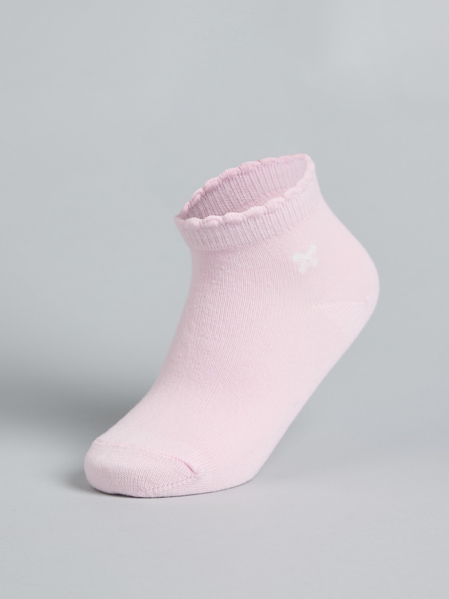 Pack of 3 - Printed Ankle Length Socks with Scalloped Hem