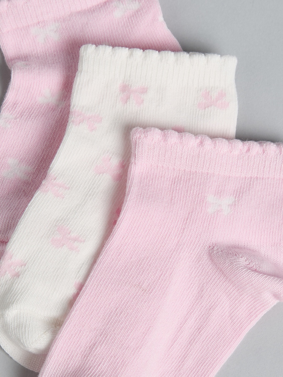 Pack of 3 - Printed Ankle Length Socks with Scalloped Hem