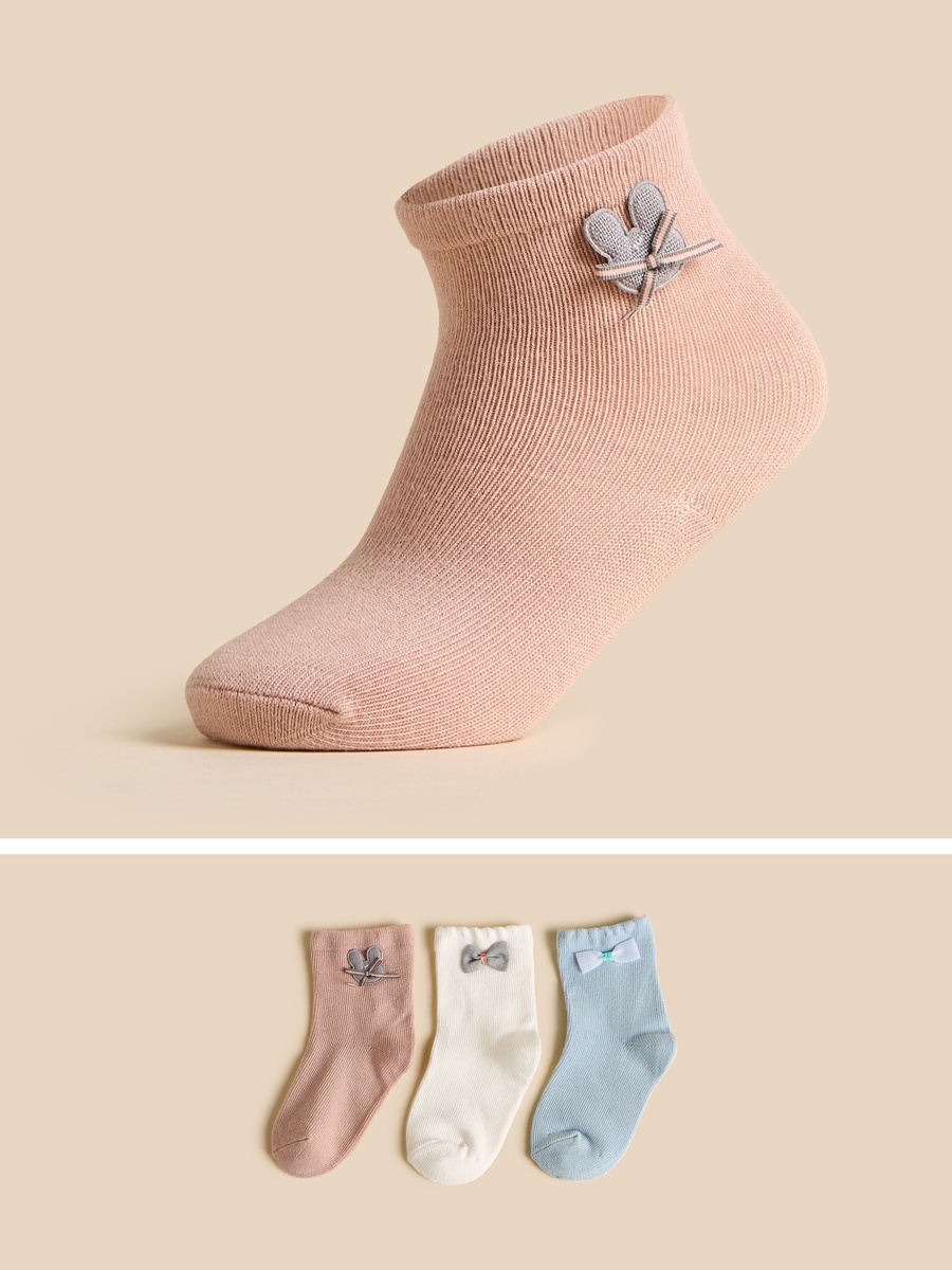 Pack of 3 - Bow Detail Ankle Length Socks