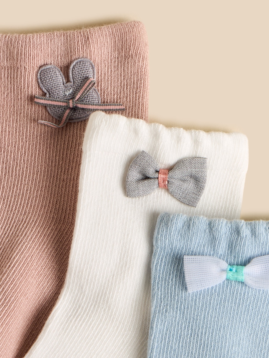 Pack of 3 - Bow Detail Ankle Length Socks