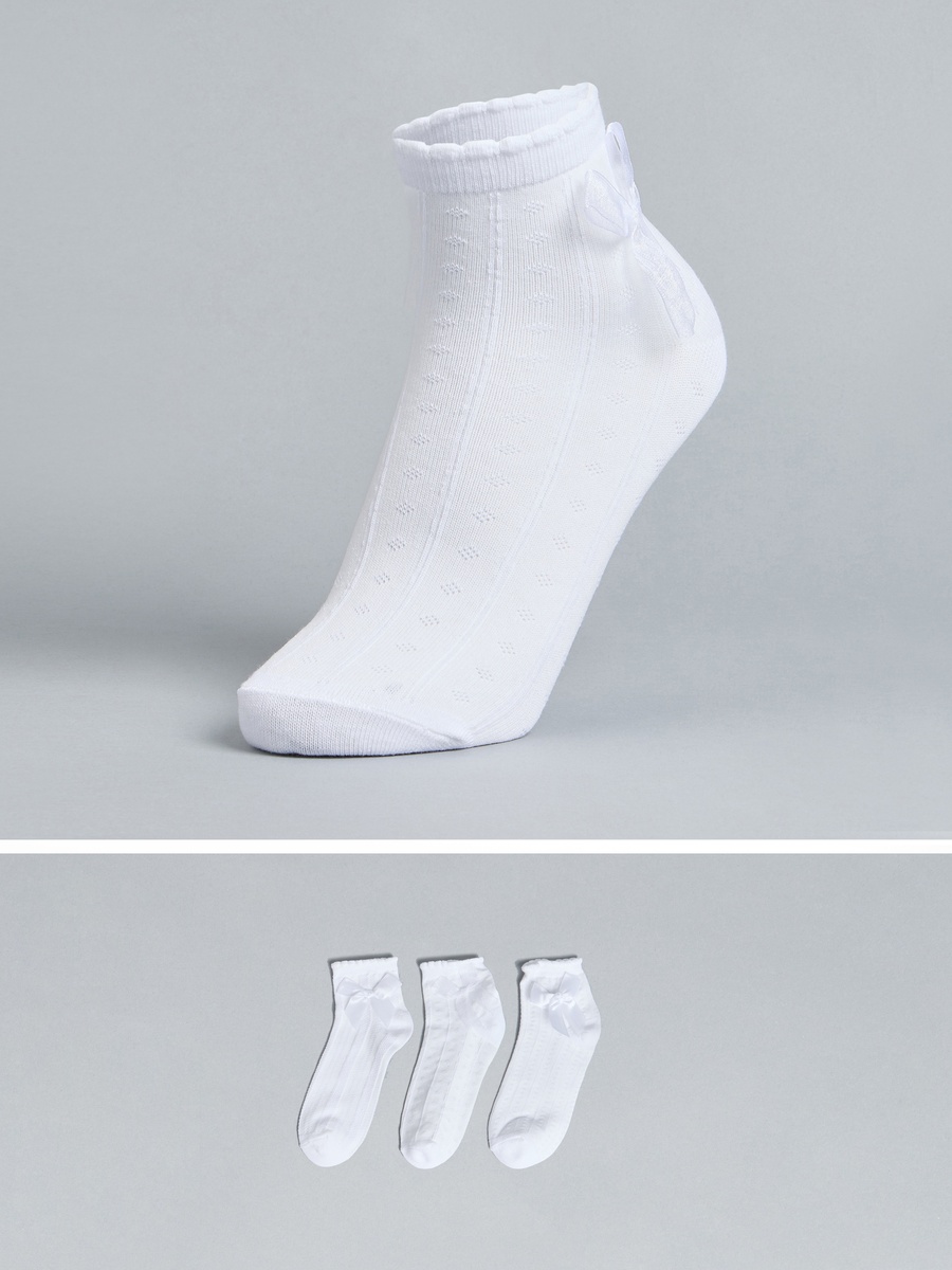 Pack of 3 - Bow Accent Ankle Length Socks