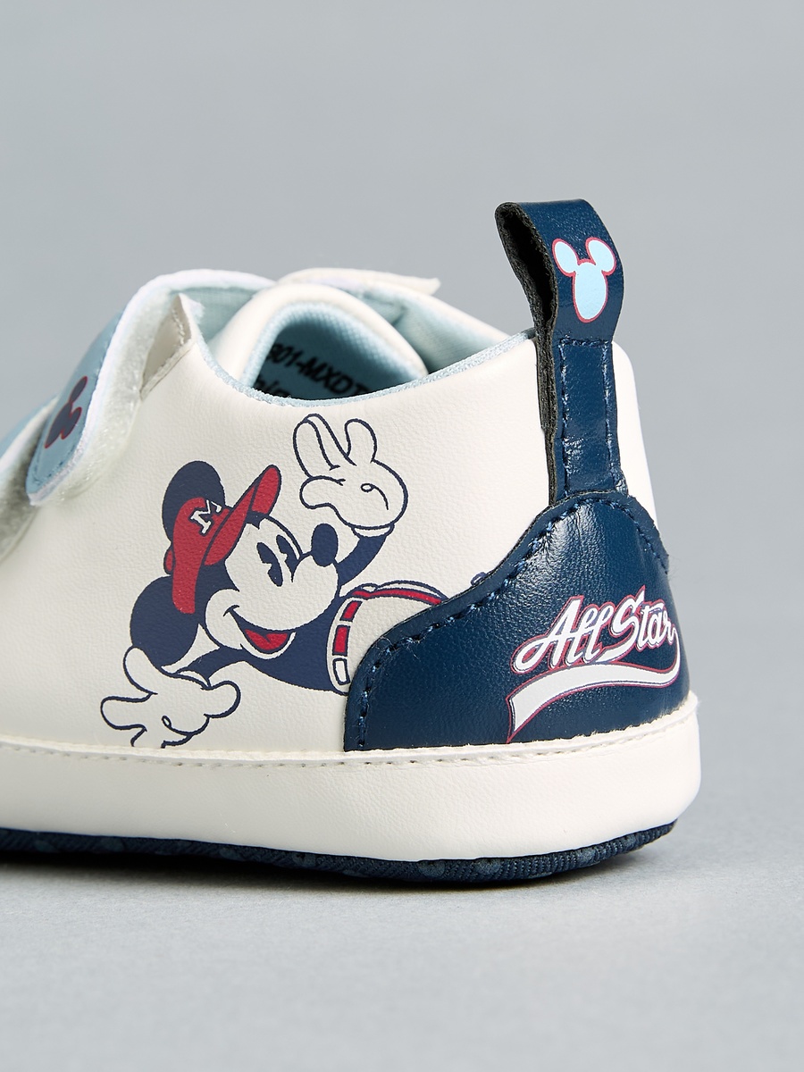 Mickey Mouse Print Sneakers with Hook and Loop Closure