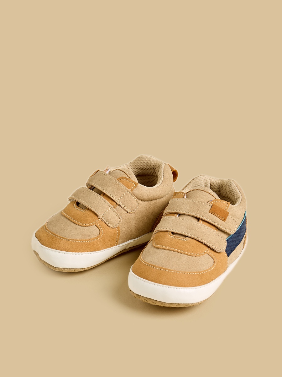 Panelled Booties with Hook and Loop Closure