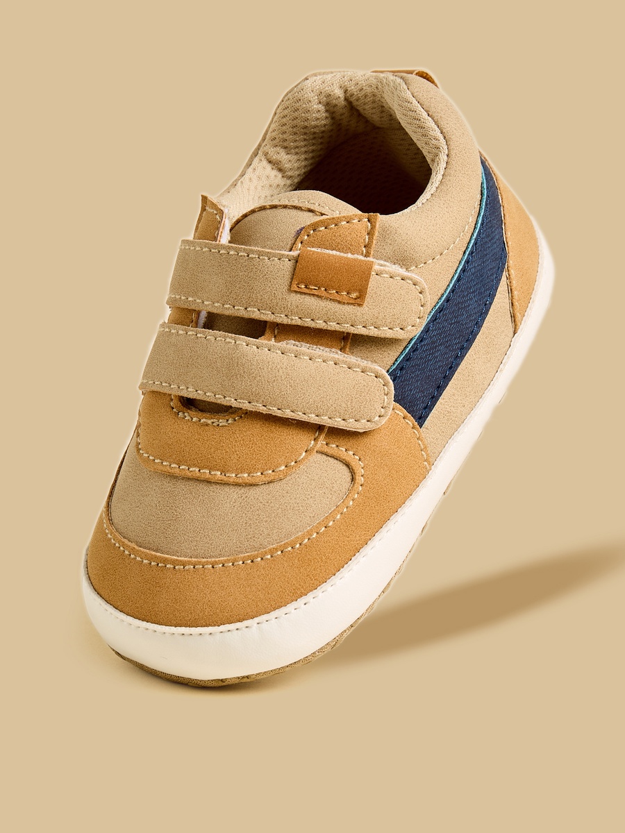 Panelled Booties with Hook and Loop Closure
