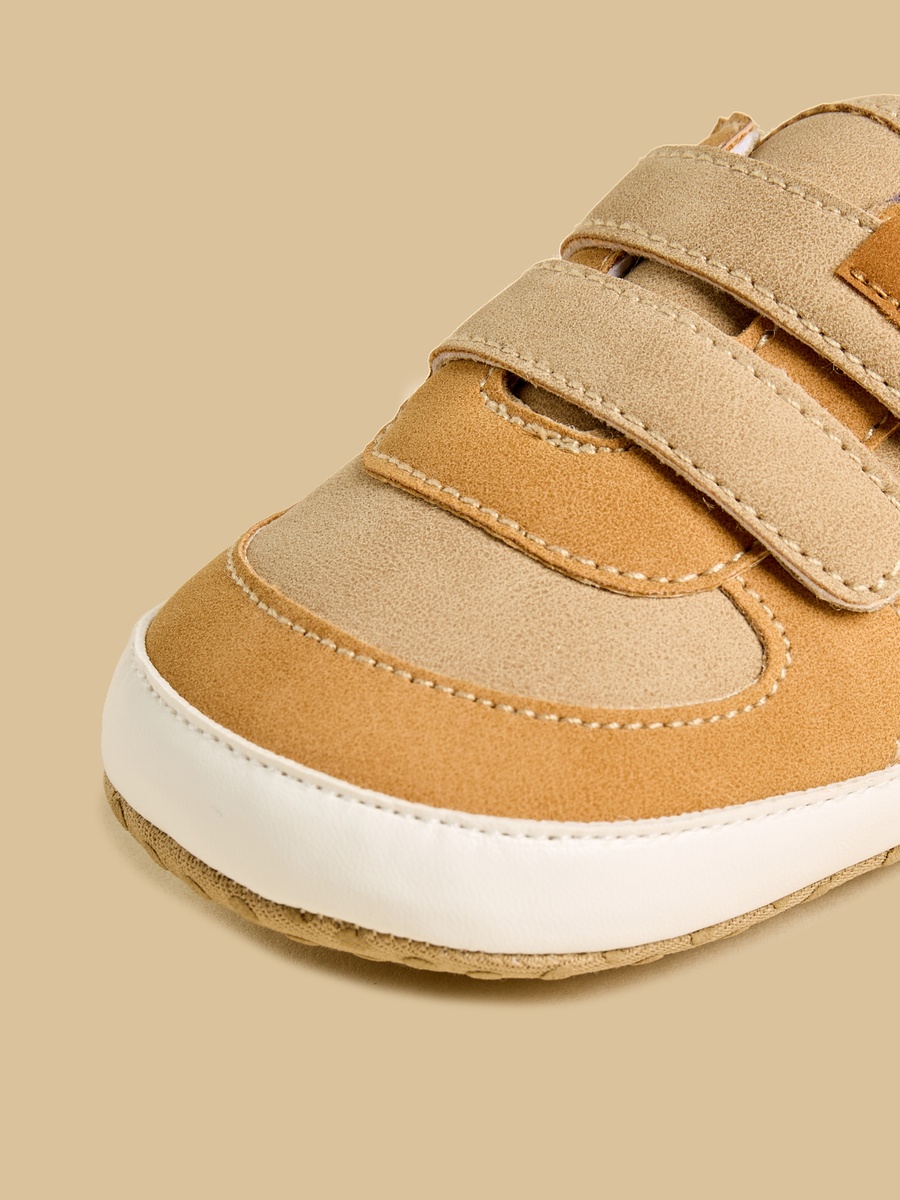 Panelled Booties with Hook and Loop Closure