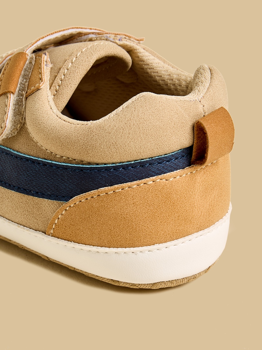 Panelled Booties with Hook and Loop Closure