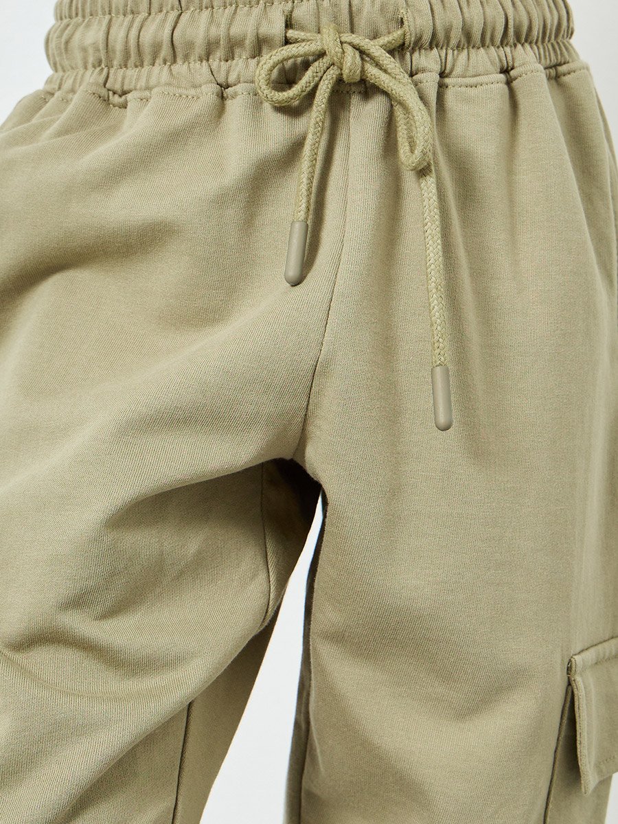 Kids Green Cotton Cargo Joggers