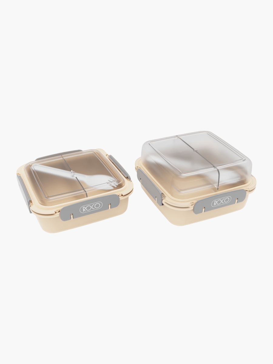 Solid Lunch Box with Clip Lock Closure and Spork