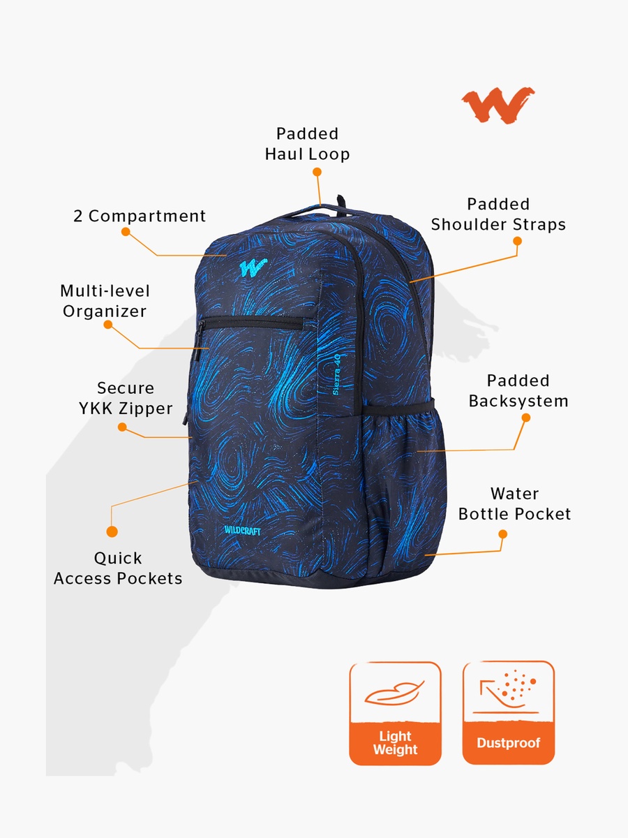 Printed School Backpack with Adjustable Shoulder Straps - 24x32x47 cm