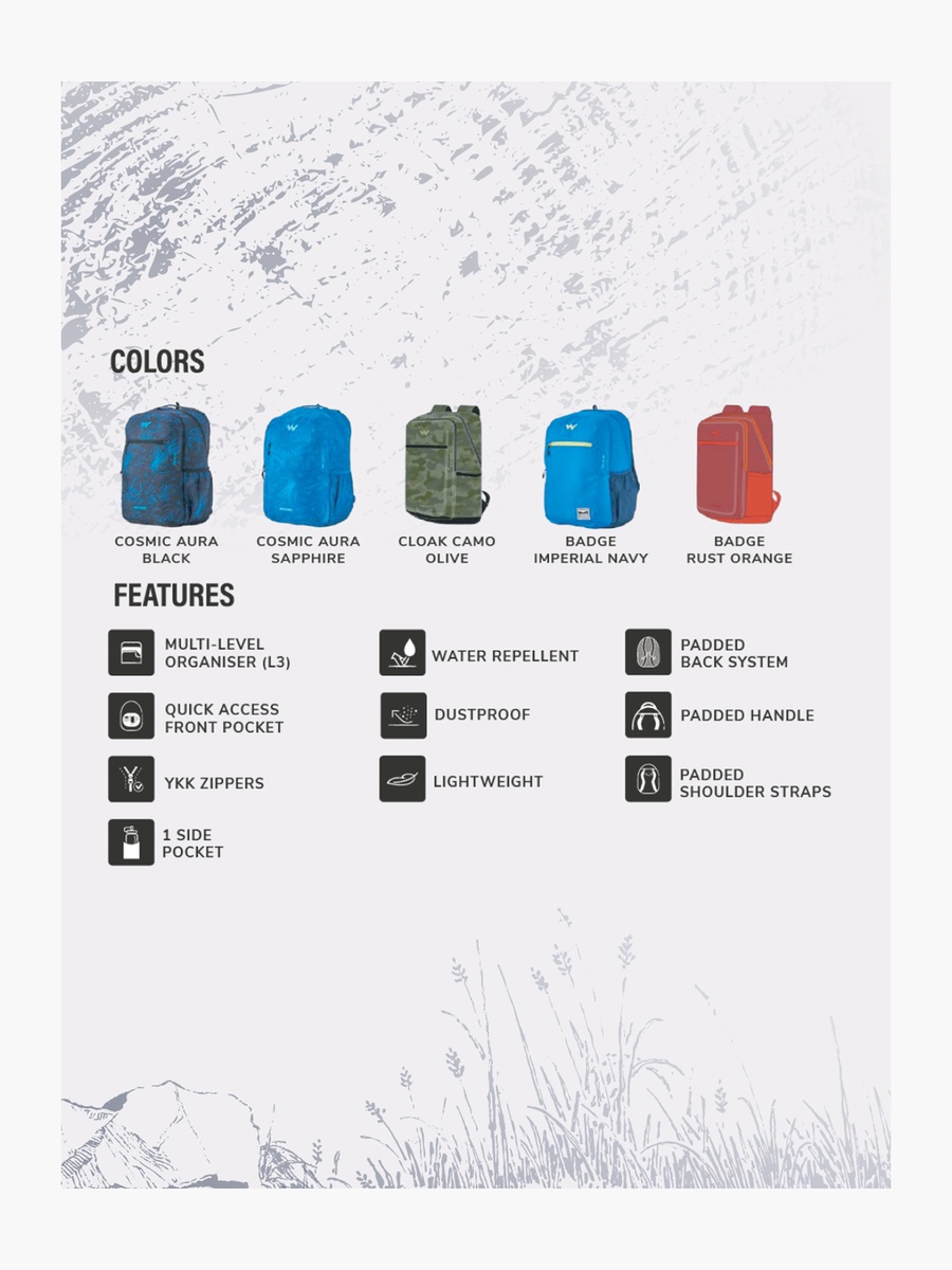 Printed School Backpack with Adjustable Shoulder Straps - 24x32x47 cm