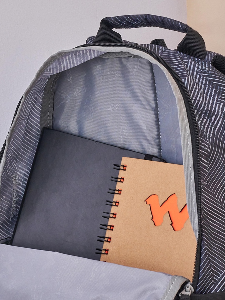 Printed Backpack with Adjustable Straps and Zip Closure - 15x28x39 cm