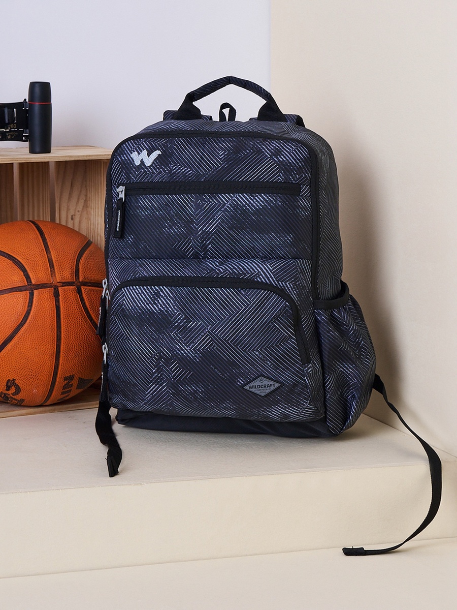 Printed Backpack with Adjustable Straps and Zip Closure - 15x28x39 cm