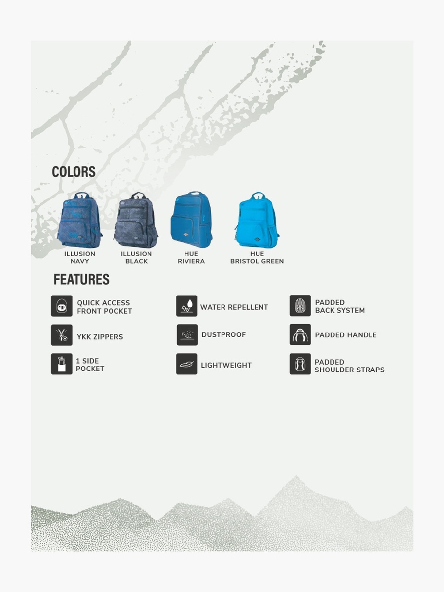 Printed Backpack with Adjustable Straps and Zip Closure - 15x28x39 cm