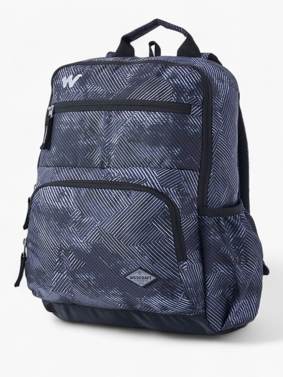 Printed Backpack with Adjustable Straps and Zip Closure - 15x28x39 cm