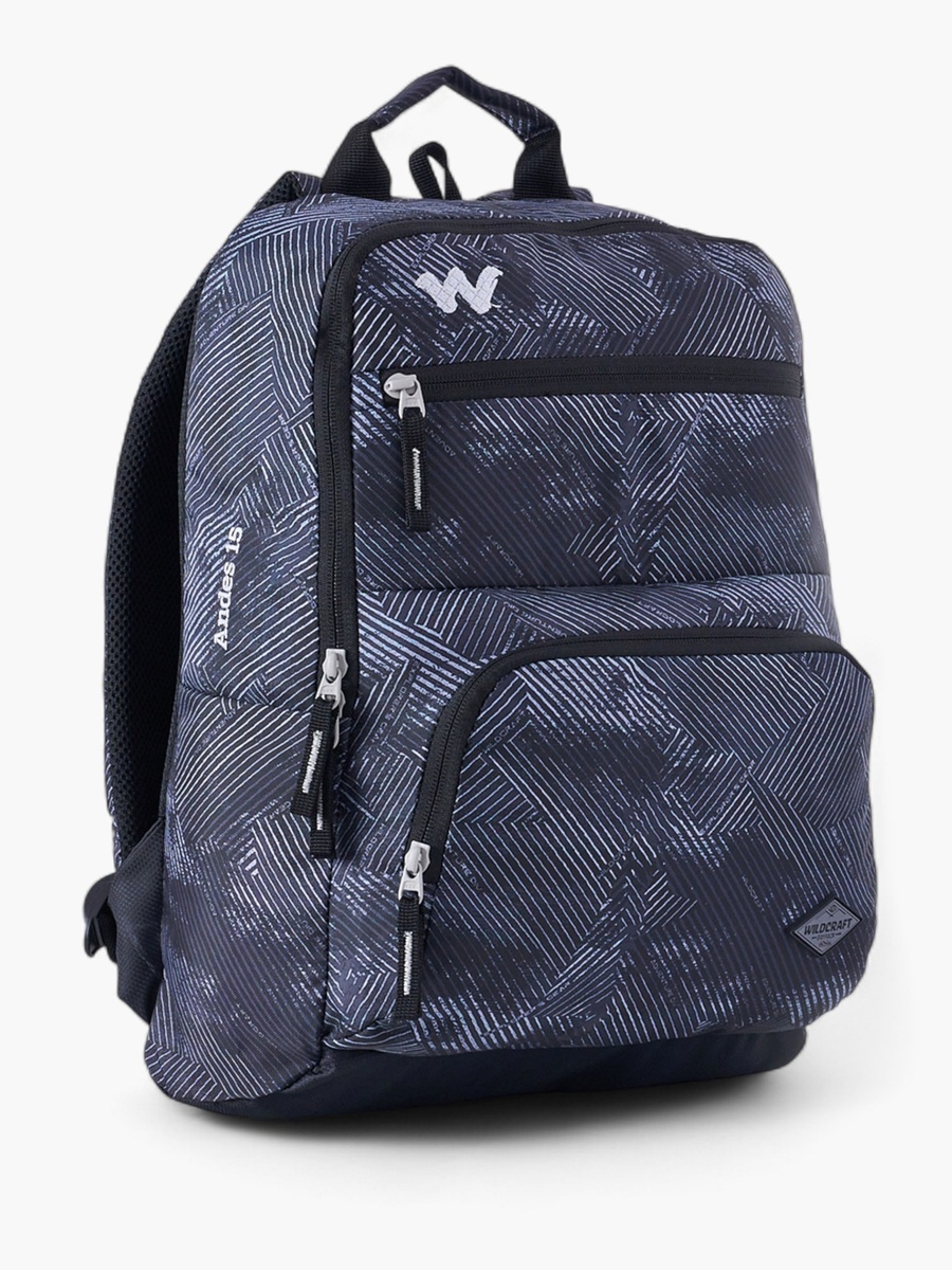 Printed Backpack with Adjustable Straps and Zip Closure - 15x28x39 cm