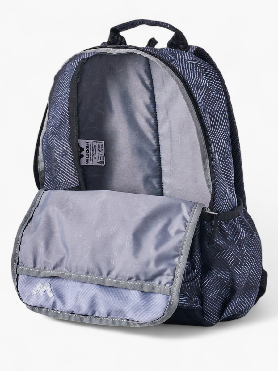 Printed Backpack with Adjustable Straps and Zip Closure - 15x28x39 cm