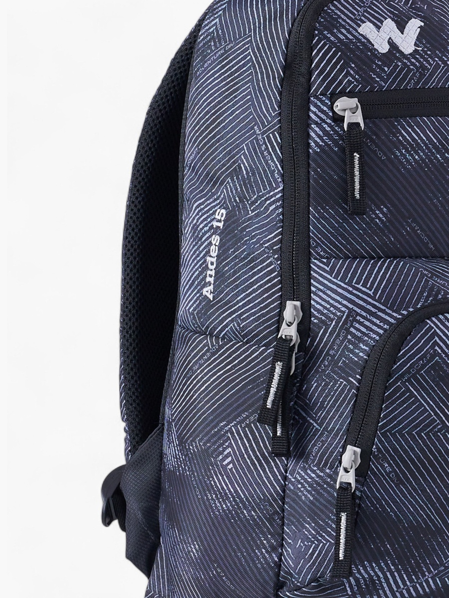 Printed Backpack with Adjustable Straps and Zip Closure - 15x28x39 cm