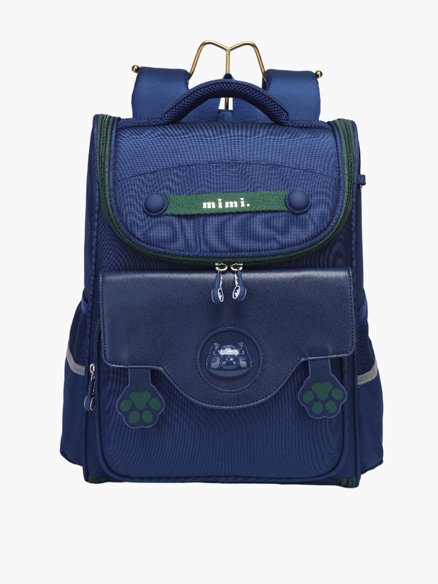 Mimi Logo Detail Backpack with Adjustable Straps and Zip Closure - 28x10x38 cm
