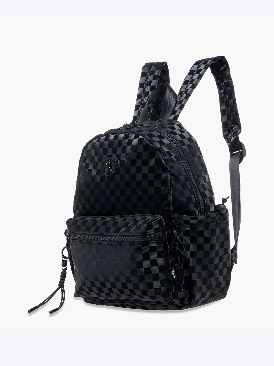 Checked Backpack with Adjustable Straps and Zip Closure -  33x25x11 cm
