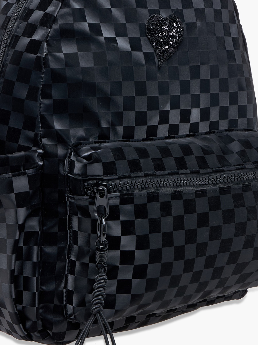 Checked Backpack with Adjustable Straps and Zip Closure -  33x25x11 cm