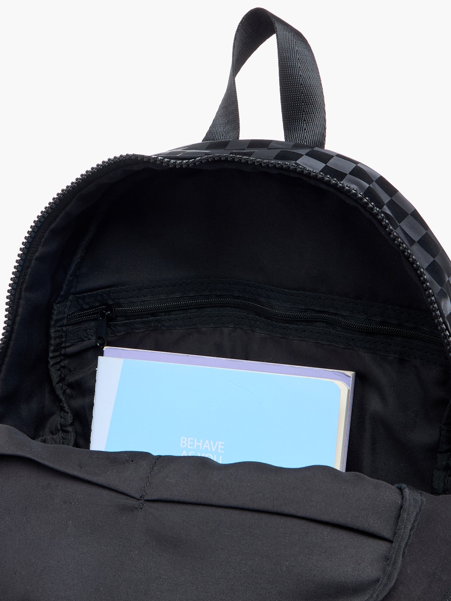 Checked Backpack with Adjustable Straps and Zip Closure -  33x25x11 cm